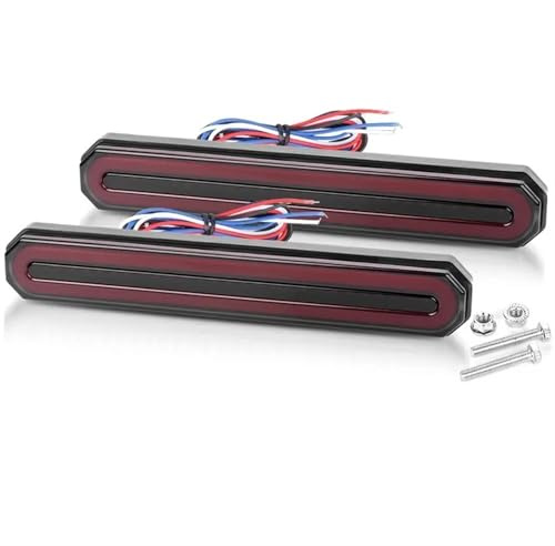 QXEJEBAF 3 in 1 LED Freno Coda Freccia Luce Stop Sequenziale Flusso Segnale Direzionale DRL Lampada Per Camion Rimorchio ATV UTV Auto 12V 24V Fari Posteriori Auto (2pieces 45leds 125mm)