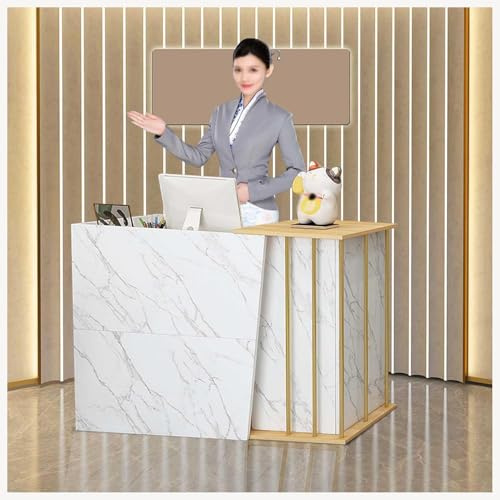 Taifuan Banco Reception Bancone Cassa per Negozio con Chiudibile Cassetti, Banco della Reception Semplice Moderno supermercato,Bancone Negozio per Ufficio(Size:100x40x90cm,Color:Colore Marmo)