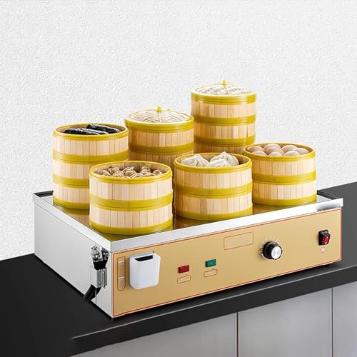 Vaporera eléctrica de 4/6 Orificios, máquina Comercial for Bollos al Vapor, máquina de Acero Inoxidable for cocinar al Vapor en casa.(6 Holes)
