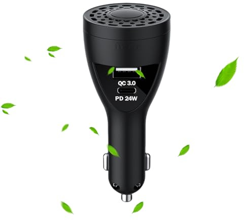 Automotive Air Airester - Air Shownerver för bilen, telefonladdare, luftrenare | adapter för doftspridare, snabbladdningsfunktion, 2 pur luktborttagare