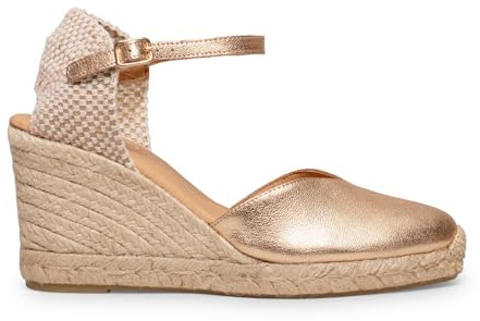 miMaO Espadrilles á talon haut pour femme Doré, EU 40