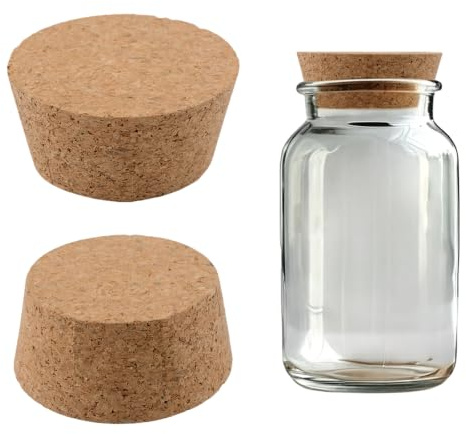 INCREWAY Korkproppar 2 st, 80 x 60 x 40 mm naturlig kork för flaskor, burkar, karaffer och gör-det-själv-hantverk, lufttät tätning för vinflaskor, olivolja, eteriska oljor och tillbehör för