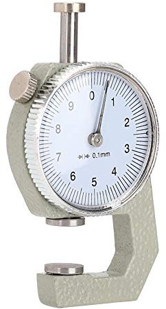 Medidor de espesor, 0-10 mm x 0.1 mm Precisión de precisión Indicador de esfera redonda Esfera del probador de espesor para tela de cuero Medición de precisión