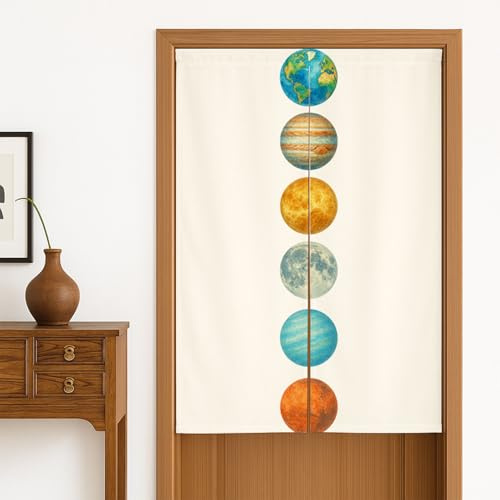 Feblilac Japanese Door Curtain, Asian Noren Cotton Curtains, Cotton Linen Door Curtain, 33.5x 55 inch, Tapestry for Kitchen Bistro Partition Shading Home Decorative