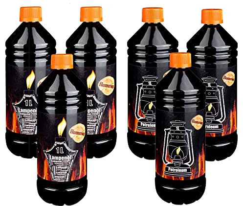 Flameup Lampenoel Lampenöl Petroleum Set 6-48 Liter Petroleumheizung Petroleumofen Lampe Kamin Kerosin Reiniger Fackel Laterne Öllampe Gartenfackeln Auswahl, Menge:6 L