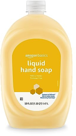 Amazon Basics Liquid Hand Soap Refill, Milk and Honey Scent, Triclosan-Free, pH Balanced, Dermatologist Tested, 50 Fluid Ounces