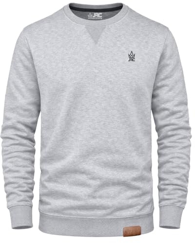 JRC Mens Fleece Crewneck Sweatshirts & Pullovers, Round Neck Long Sleeve Jumper, Sweater for Sports & Workwear (Grey Melange, 3XL)