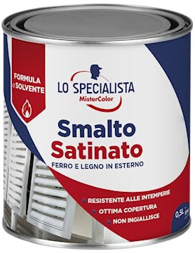 Lo Specialista Mistercolor SMALTO SOLVENTE SATINATO, 0,5L, GRIGIO SCURO