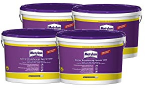 Metylan Spezial Grundierung pigmentiert, zur Grundierung vor dem Tapezieren von Vliestapeten und durchscheinenden Tapeten, weißpigmentiert mit hoher Deckkraft, 4x3L