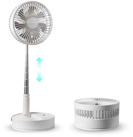 VEVOR Standventilator Faltbar 198 mm Tischventilator Lüfter 294 CMF Ventilator mit 4 Geschwindigkeitsstufen Akku Ventilator Oszillierend 7200 mAh für Outdoor-Aktivitäten wie Camping Angeln Reisen