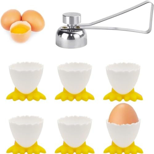SIYINGSAERY 6 PCS Coquetier Oeuf, Coupe Oeuf à La Coque, Coquetiers, Coquetier Oeuf Original, Support Oeuf a La Coque, Ouvre Oeuf à La Coque, Tasse à Oeufs, Porte-Œufs Pour Petit-Déjeuner