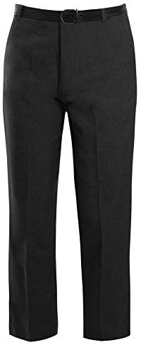 Gillicci Mens Formal Smart Casual Business School Office Work Durable Everpress Trousers Pants (UK, Waist & Inseam, 32, 27, Black)