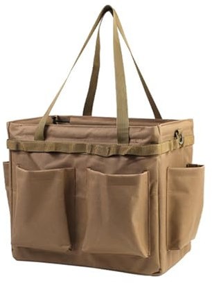 Bolsa de Transporte de Camping, Bolsa de Almacenamiento de Picnic de múltiples Bolsillos Multi Funcional y de Gran Capacidad con Orificios Colgantes Multitool Outdoor-Organizer,Beige,Without Lid