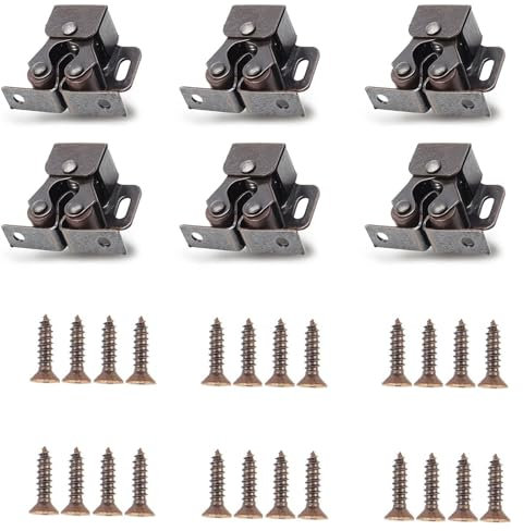 6 Stück Möbelschnäpper, Doppel-Rollenschnäpper für Schrank, Schranktür Kleiderschrank Tür Latch Fang Türschnäpper für Schränk Schranktüren