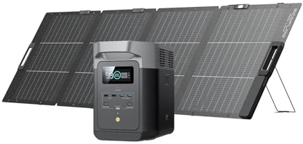 EcoFlow DELTA 2 & 220W Solar Panel Solar Generator Bundle with 1-3kWh Expandable Capacity, LFP Battery, Fast Charging, the product is unused, only part of the packaging is defective|Renewed