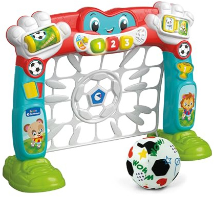Clementoni Baby Tira e Segna Goleador, Rete da Calcio Elettronica con Luci e Suoni Bambini 18+ Mesi, Impara Numeri, Colori e Inglese, Sviluppa Motricità, Palla Inclusa, Lingua Italiana, 17954