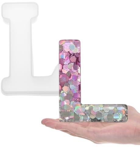 sourcing map Large Letter l Resin Molding 6 3D Capital Alphabet Mould | Silicone Mould for Word Sign Art,DIY Crafts,Home Party Decoration,Candle Wax,Soap Crafts