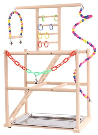 HGZLQKD Parrot Playground Bird Play Stand,Sturdy, Wood Bird Perch Stand Bird Play Gym Playpen Ladder for Cockatiels Macaw