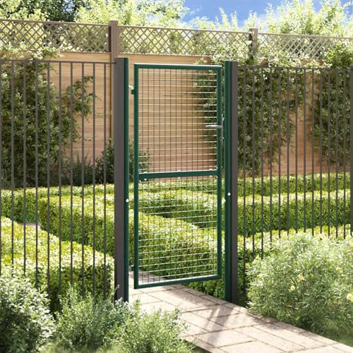 Gecheer Cancello,per Recinzione,da Giardino,Singolo,in Acciaio,Verde,100x225 cm,Cancello Singolo,Cancello da Giardino,Cancello Metallo,Cancello Acciaio,Cancello per Esterno