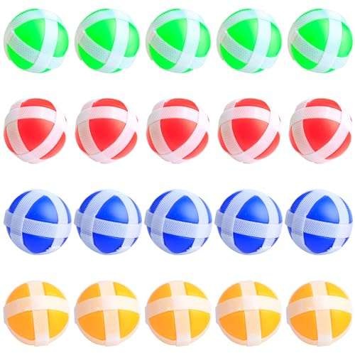 Luckious 20 PCS Dinosaur Launcher Sticky Balls - Colourful Children's Interactive Toys,Outdoor Target Practice,Safe and Durable (Red,Blue,Yellow,Green)