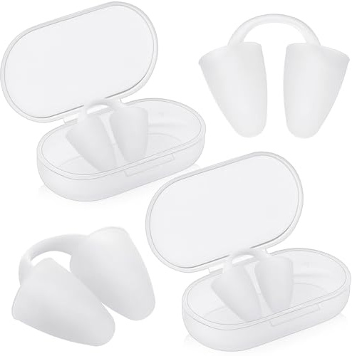 Relaxweex 2 Pack Nose Plugs for Swimming for Adults and Kids (Age 7-12), Waterproof Soft Silicone Swimming Protectors Nose Block Nostril Plugs for Swimmers Surfers Water Sports(White,Adults)