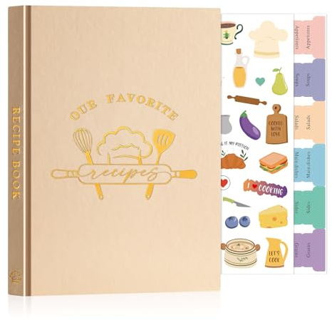 Lanpn Libro di Ricette da Scrivere, A5 Quaderno per Ricette Il Mio Ricettario in Pelle, Recipe Cook Journal Book to Write in Your own Recipes, Libri di Cucina Cooker Girl Libro, Avena, Inglese