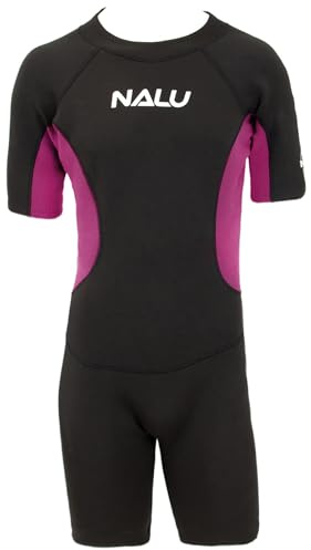 Pink Kids Shortie Wetsuit 28 Chest - 3mm Neoprene Stretchy Swimming Surfing Diving Skin - Shorty Wet Suit for Boys & Girls Aged 8-9 Years