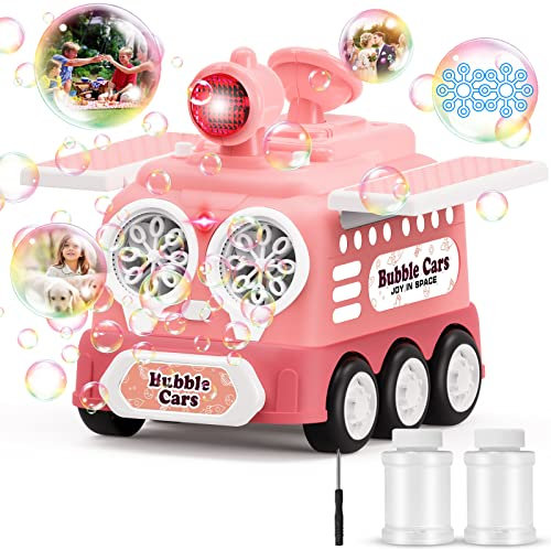 Bombble Seifenblasenmaschine, Seifenblasenspielzeug für Kinder Auto 16000+ Blasen/Min mit Seifenblasenlösung/LED, Seifenblasenspielzeug Kinder Geschenk für Geburtstag/Party/Hochzeit, Bubble Machine