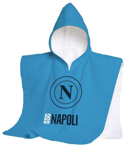 hermet SSC Napoli Serviette de Plage avec Capuche, Poncho de mer pour Enfant, 60 x 120 cm, Serviette de Plage ou Piscine, 100% Coton Doux