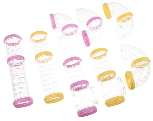 TOYANDONA Túneles Transparentes para Hámster Kit de Tubos de Plástico, Diseño Modular Extraíble, Tamaño Estándar para Jaulas, Juego de 2 Colores (Amarillo y Rosa), Adecuado para Hámsteres