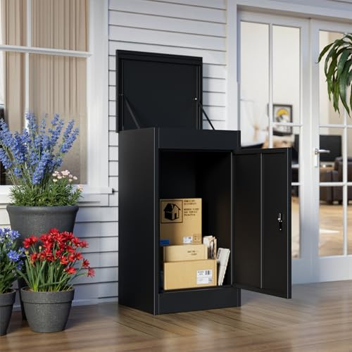 MSFE Buzon para Paquetes Exterior Grande,Buzón de Paquetes Buzón de Acero Galvanizado Código de Combinación,Antirrobo,Resistente a la Intemperie para Hogar Porche,Valla y Acera,63 * 112 * 49.5cm