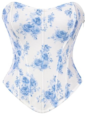Scarlet Darkness Corset Tops for Women Renaissance Floral Bustier Western Concert Going Out Top Blue Size 14
