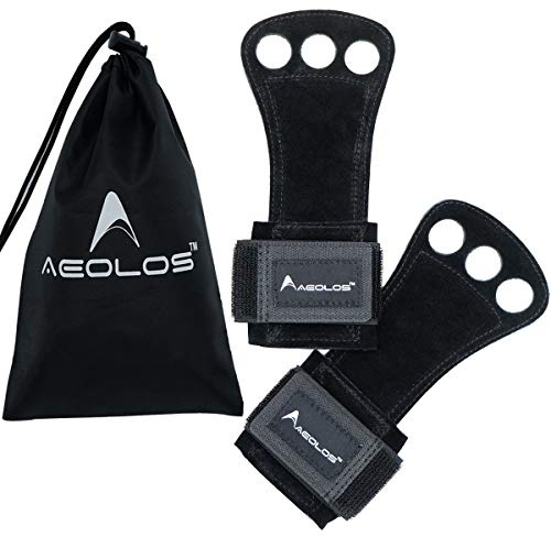Protectores para las manos de piel para gimnasia, levantamiento de pesas, pesas rusas y entrenamiento de crossfit., XS, Black(2 layers leather)