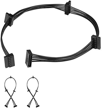J&D (2-pack) 15-pin SATA till 4 SATA strömdelare förlängningskabel, hona till hane, 20 tum, för HDD SSD hårddisk och optiska enheter