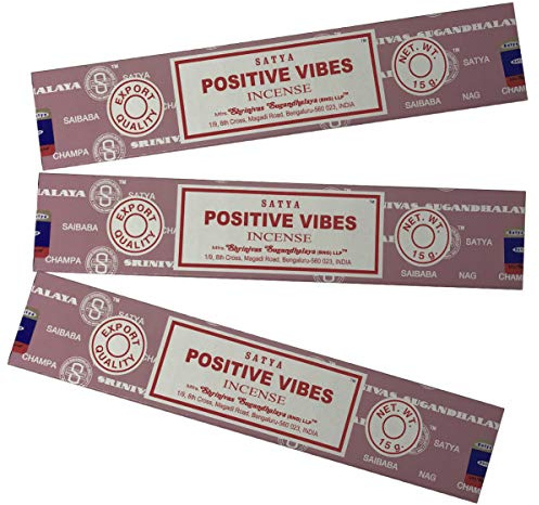 Satya Nag Champa Incense Sticks - Positive Vibes - Pack of 3 (15 Gram Each)