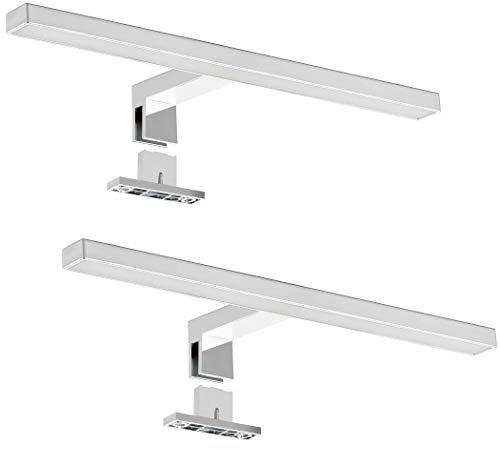 SEBSON LED Spiegelleuchte 30cm 2er Set, Bad IP44, Aufbauleuchte + Klemmleuchte, neutralweiß 4000K, 300x95x41mm, 5W, 400lm, Schminklicht