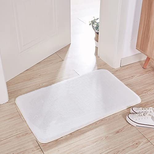 Badezimmerteppich, Kaninchenhaarimitat, Badezimmerteppiche, rutschfest, extra weich und saugfähig, Mikrofaser-Badteppich, maschinenwaschbar und trocknergeeignet, Küche und Bad (cremeweiß, 50x80)