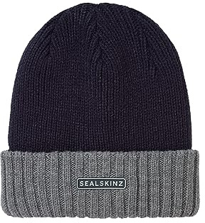 SEALSKINZ | Bacton | Unisex Waterproof Cold Weather Roll Cuff Beanie Hat | Everyday Use & Outdoor Activity | Three-Layer Insulation Technology | Microfleece Lining Navy