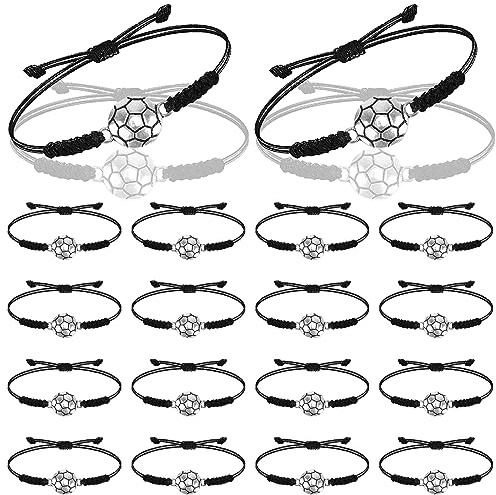 Towviy 18Pcs Calcio Braccialetti, Sportivi Bracciale Intrecciato Braccialetto Amicizia Regolabile per Bambini Ragazze Ragazzi Calcio Gadget per Sport Feste Compleanno