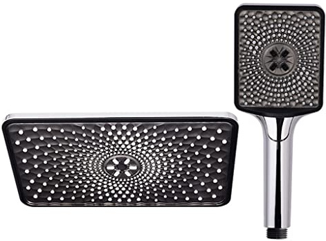 Shower Set Showerhead Large Head Black Overhead Rain Waterfall Spa Douche for Bath Bathroom AccessoriesSquare (Color : B, Size : 1PS)