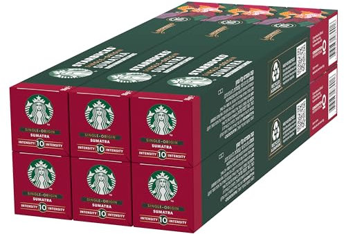 STARBUCKS Single-Origin Sumatra de Nespresso, Cápsulas de Café de Tueste Intenso 6 x 10 (60 Cápsulas)