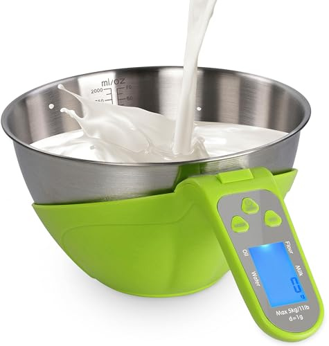 7Penn Food Scale for Kitchen - Green 70oz Capacity Bowl Scale Reads up to 11lbs - Battery Digital Food Scale for Weight Loss, Baking, or Produce - Ounces, Pounds, Fluid Ounces, Grams, or Milliliters