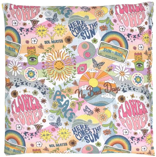 Cojín de semillas de uva, 24 x 24 cm, tela orgánica, diseño floral