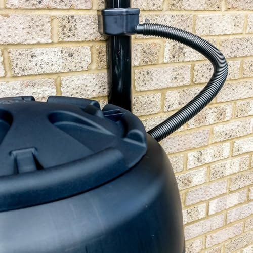Water butt rainwater diverter filler kit drain pipe to water butt 500mm hose 68mm round 65mm square downpipes