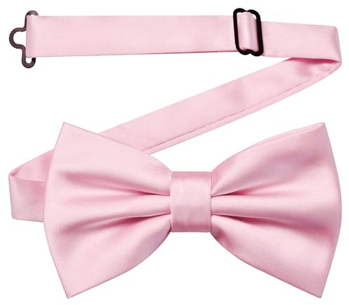 MAIANY Men's Pre-Tied Bow Tie - Adjustable Neckband, Solid Color Satin-Finish Polyester - Wedding, Business, Party Accessories for Groom, Formal Events