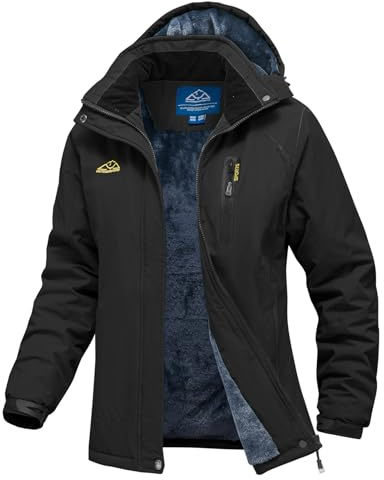 YSENTO Damen Winterjacke Wasserdicht Skijacke Softshelljacke Warm Gefüttert Winddicht Outdoor Snowboardjacke(Schwarz,XS)