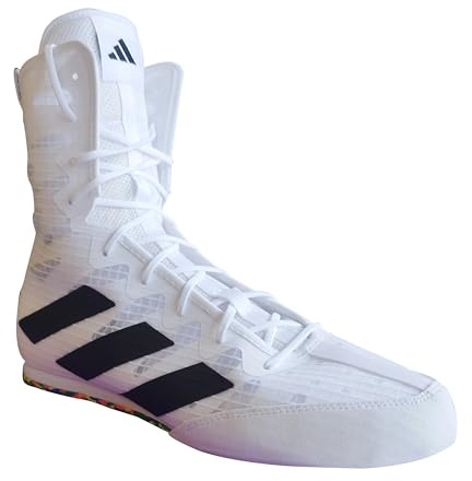 adidas BoxHog4 Boxing Shoes - High-Performance Grip, Comfort, and Modern Style, White/Black, 8