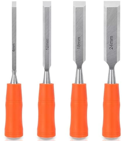 5 PCS Wood Carving Chisels for Woodworking DIY, Wood Chisel Sets with Bevel Edge and Ergonomic Handle, Wood Gouge Tools for Woodworking Carving 6mm, 8mm, 12mm, 18mm, 24mm