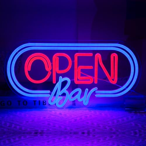 Bar Open Neon Schild, Dimmbares LED Leuchtschild für Pub & Club Wanddeko