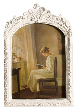 FytStycale Cornice per Foto Ovale Portafoto Da Tavolo E Da Parete Espositore Decorativo in Stile Barocco Realizzata in Resina Adatta per E Regali, Bianco